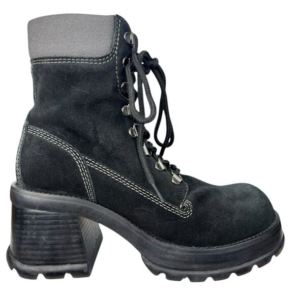 Rare Steve Madden Hilly Vintage 90’s Y2K Black Chunky Heel Boot Size US 7.5 - Picture 1 of 12
